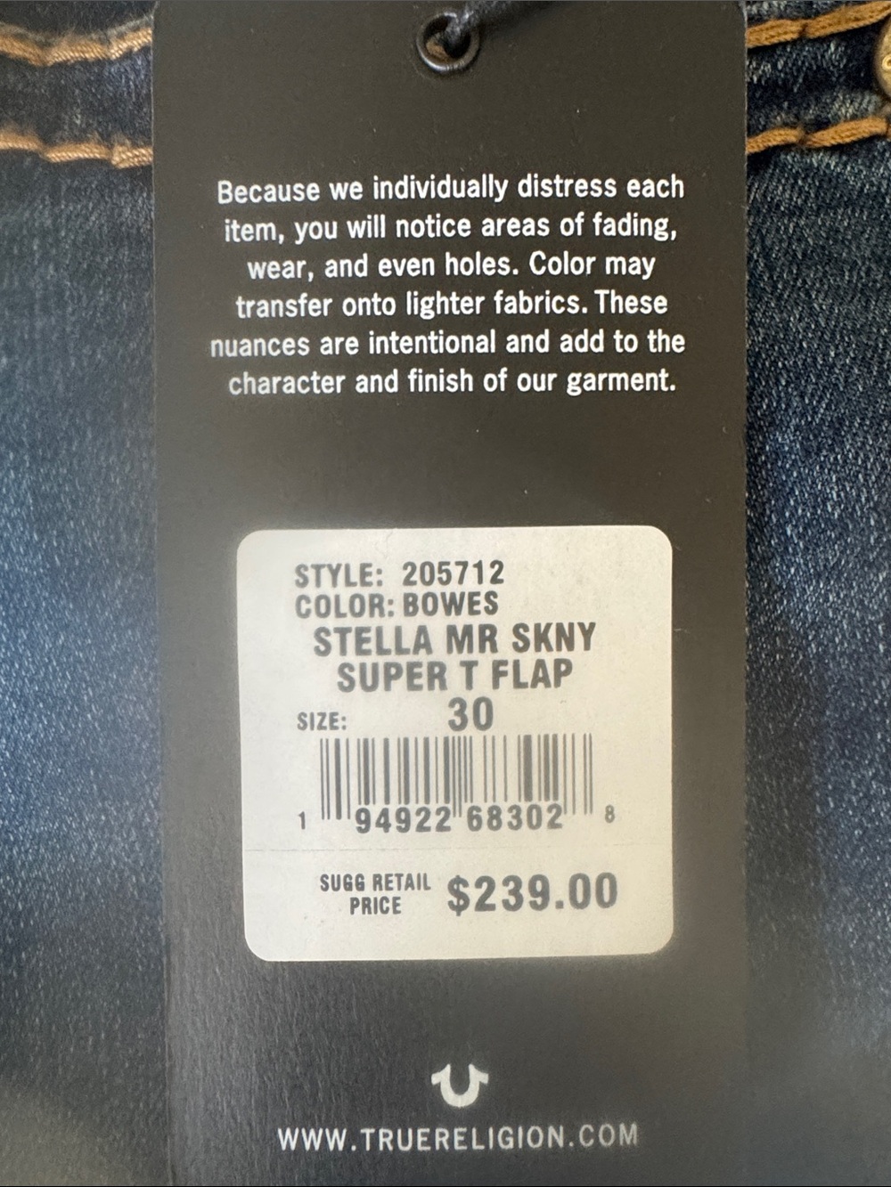 True Religion Bowes Blue Skinny Jeans